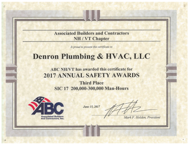 Denron Plumbing & HVAC Awards